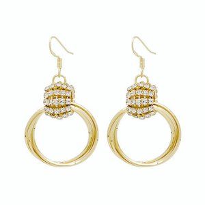 Earrings personality circle earrings 925 silver needle net red diamond ear hook